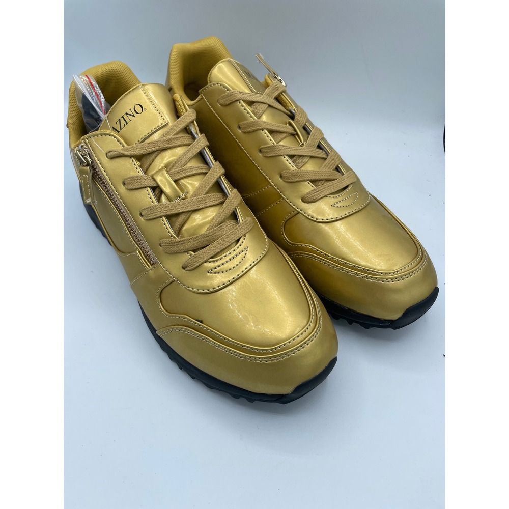 Mazino Selenite-480 Mens Gold Metallic Side Zip Sneakers JMS05202106S Size 14